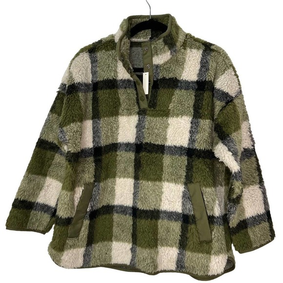 NWT MADEWELL Women's Green (Re)sourced Sherpa Tunic Jacket Size Medium Medium - Picture 1 of 8